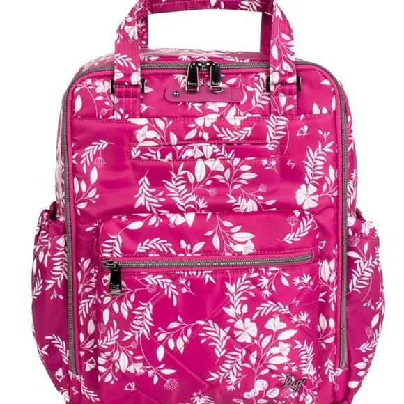 LUG DODGER MINI BACKPACK PINK WITH QUILTED FLORAL FRONT LOTS OF COMPARTMENTS lug | Bags | Lug Dodger Pink Mini Backpack Quilted Handle  main image 3